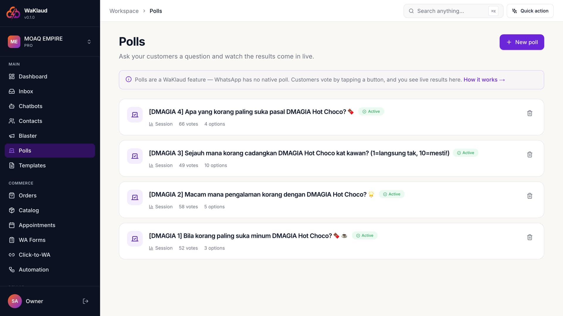 WaKlaud — Ask, and customers answer in one tap