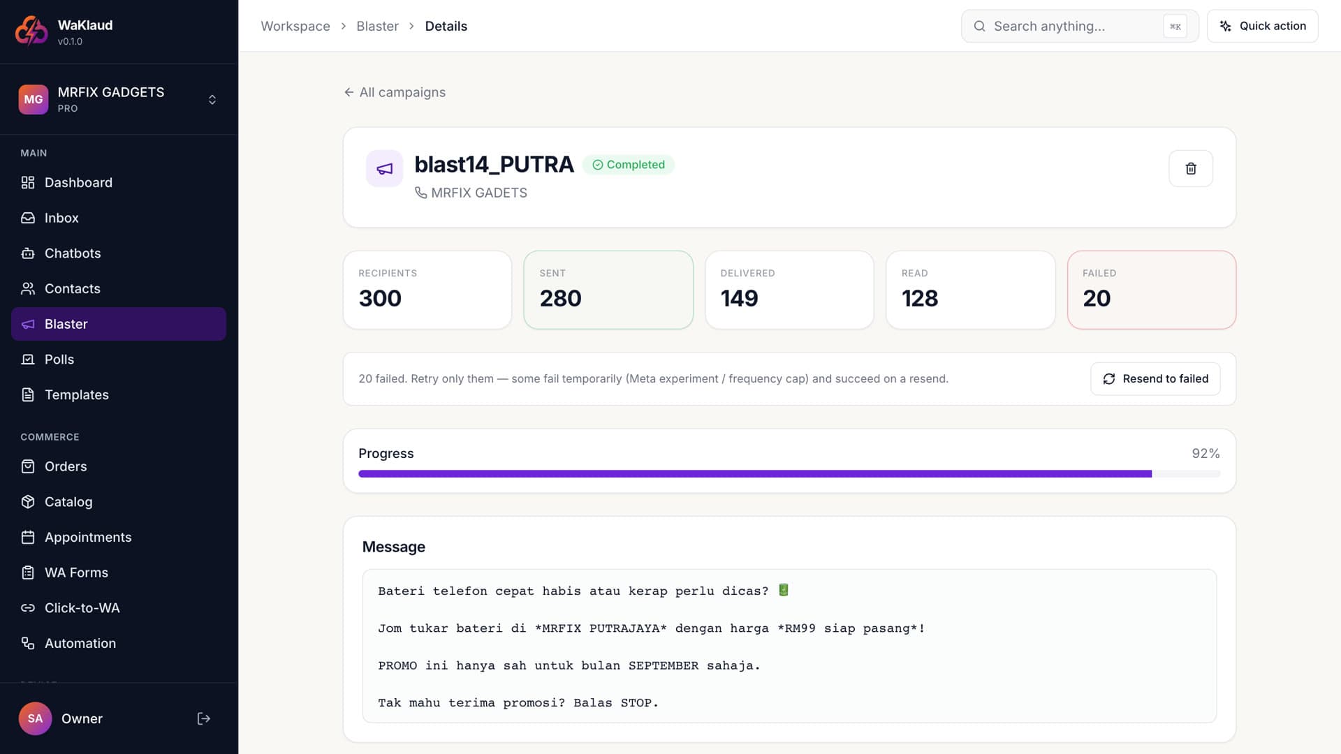 WaKlaud — Blast thousands — track every read