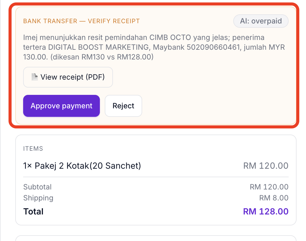 Real WaKlaud order — Caught OVERPAID