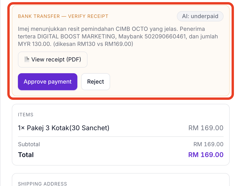 Real WaKlaud order — Caught UNDERPAID
